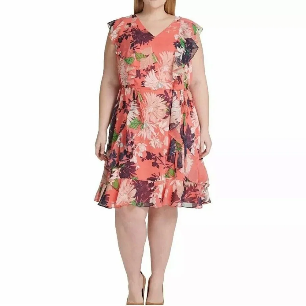Tommy Hilfiger Women's Floral Dress Plus Size 18W NEW